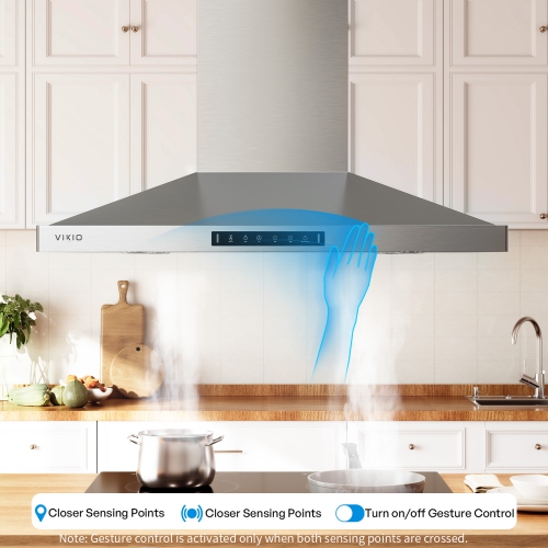 VIKIO 42 inch Convertible 380-CFM Stainless steel Island Range Hood with Charcoal Filter