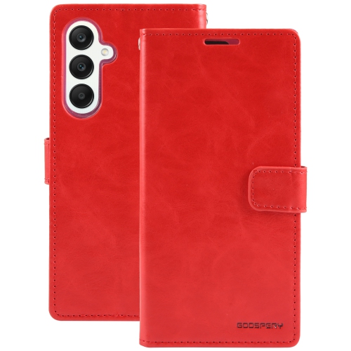 TopSave Goospery BLUEMOON Card Slot w/Magnetic Clip Leather Folio Wallet Flip For Samsung Galaxy A35 5G 6.6", Red