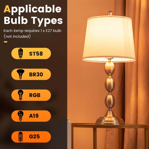 Costway 3 Pack Lamp Set Table & Floor Lamp with Weighted Base & Eye-Protecting Lamp Shade