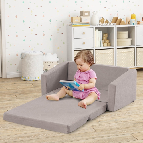 Canapé convertible 2-en-1 pour tout-petit de Costway pour enfants, canapé à chaise longue