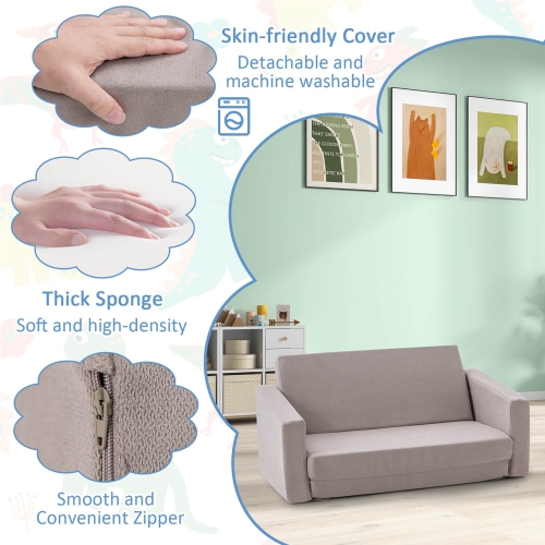 Canapé convertible 2-en-1 pour tout-petit de Costway pour enfants, canapé à chaise longue