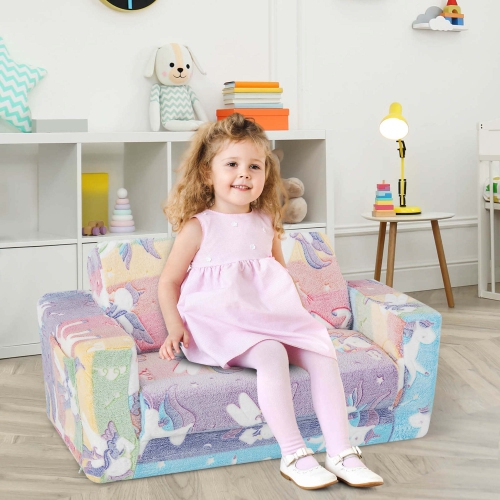 Honeyjoy 2-in-1 Flip Out Kid's Sofa Chair Convertible Toddler Couch to Lounger