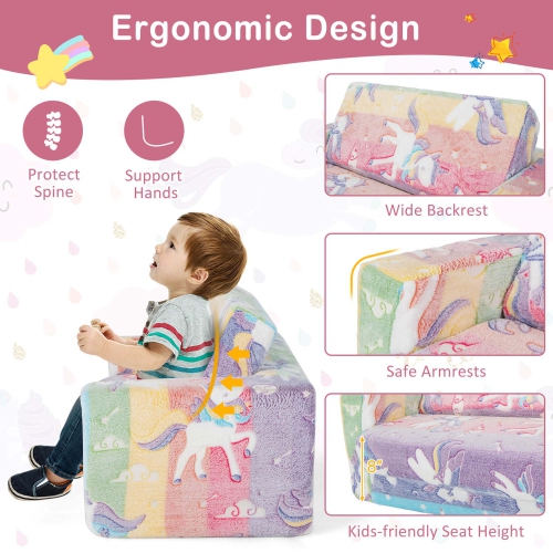 Honeyjoy 2-in-1 Flip Out Kid's Sofa Chair Convertible Toddler Couch to Lounger