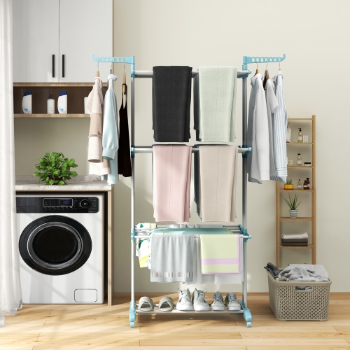 Costway 3-tier Folding Clothes Drying Rack with Rotatable Side Wings & Collapsible Shelves