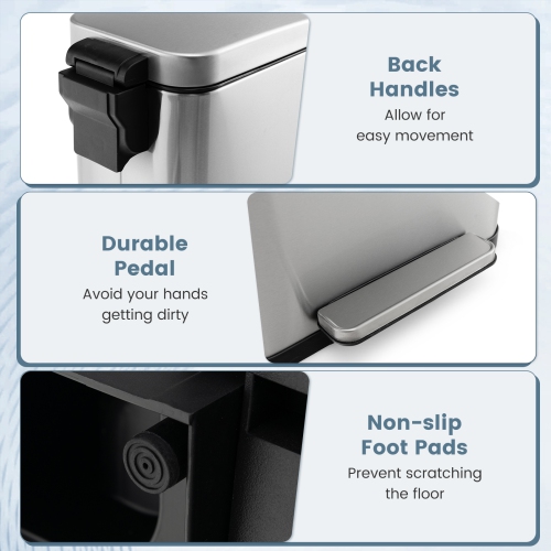 Costway 2 Pack Trash Can Combo Set with Step-on Pedal Removable Inner Buckets for Kitchen