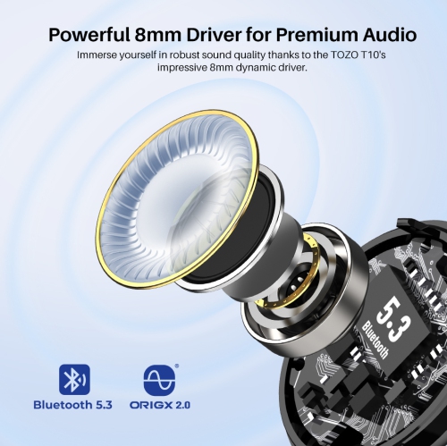 TOZO T10 mini Earbuds Support APP Customize 16 EQ In-Ear Noise Cancelling True Wireless-Khaki