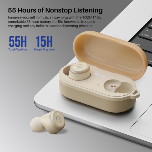 TOZO T10 mini Earbuds Support APP Customize 16 EQ In-Ear Noise Cancelling True Wireless-Khaki
