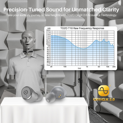 TOZO T10 mini Earbuds Support APP Customize 16 EQ In-Ear Noise Cancelling True Wireless-Gray