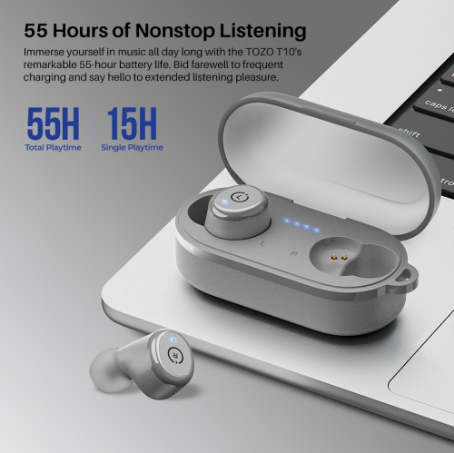 TOZO T10 mini Earbuds Support APP Customize 16 EQ In-Ear Noise Cancelling True Wireless-Gray