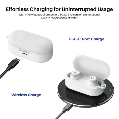TOZO T10 mini Earbuds Support APP Customize 16 EQ In-Ear Noise Cancelling True Wireless-White