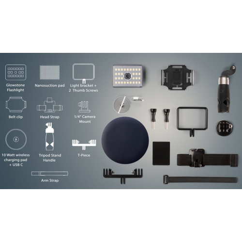 Glowstone Ultra-compact Powerful Flashlight Essentials Pk 8 Accessories- 900 lm, 75g, IP69K waterproof rubber hands-free Floodlight, Atex Zone 0,