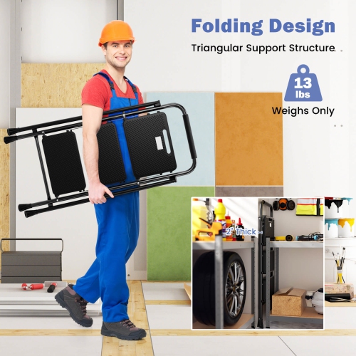 Goplus Folding Step Ladder Portable 3 Step Ladder with Safety Handrails & Anti-slip Pedals