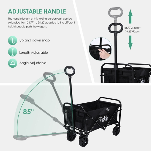 Yardlab Folding Wagon, Collapsible Garden Camping Storage Cart Outdoor Utility Beach Wagon, 27.9" x 15.7" x 19.3