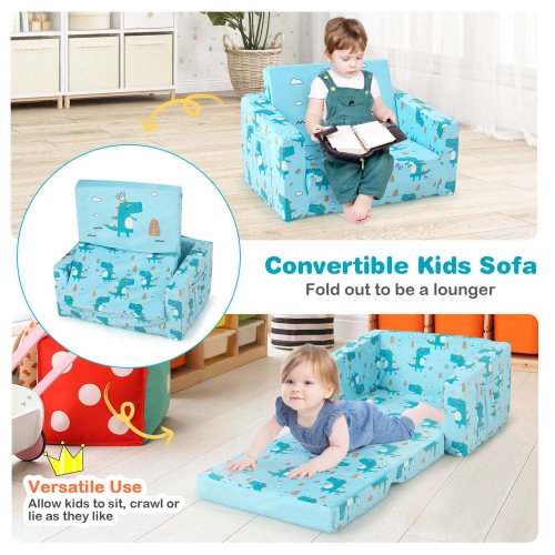 Canapé-lit transformable 2-en-1 pour enfants avec divan rabattable pour enfants de Costway