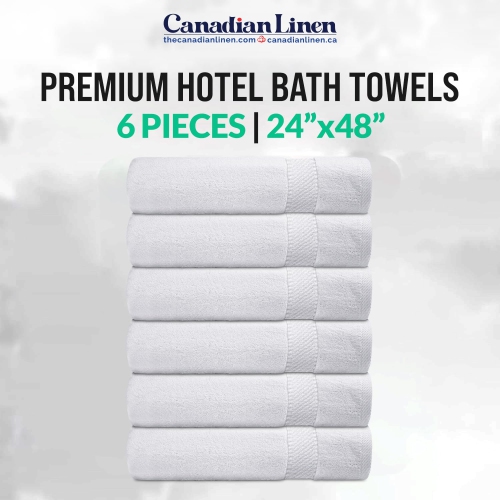 Ensemble de 6 serviettes de bain blanches en lin impérial, 24 x x48 po, léger, anneau absorbant doux, essuie-tout en coton filé pour salle de bain