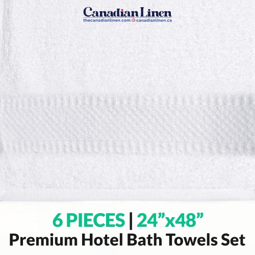 Ensemble de 6 serviettes de bain blanches en lin impérial, 24 x x48 po, léger, anneau absorbant doux, essuie-tout en coton filé pour salle de bain