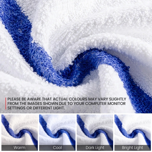 Canadian Linen Pool Towels Set, 6 Pack, White with Blue Stripe 24x48 inches, Soft Absorbent Lightweight Quick Dry Cotton Towels for Bathroom Beach