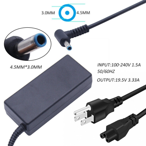 Genuine HP AC Adapter Charger 19.5V 3.33A 65W 4.5*3.0mm Blue Tip by HP - Refurbished condition - Image 2