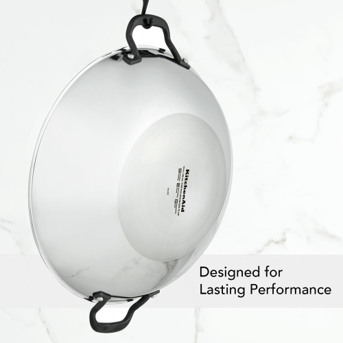 KitchenAid 5-Ply Clad Stainless Steel Wok, 15-Inch, Polished Stainless Steel
