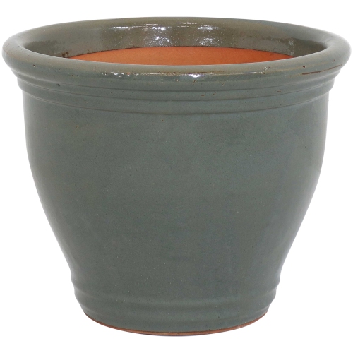 SUNNYDAZE DECOR  Sunnydaze 15 In Studio High-Fired Glazed Ceramic Planter - In Gray 