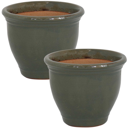 SUNNYDAZE DECOR  Sunnydaze 9 In Studio Glazed Ceramic Planter - - Set Of 2 In Gray Good quality and  love the color
