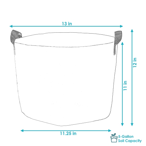 Sunnydaze Set of 10 Nonwoven Polypropylene Grow Bag with Handles - 5 gallon
