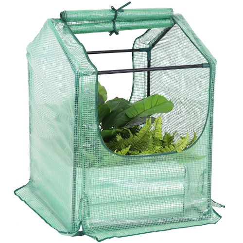 Sunnydaze Galvanized Steel Raised Bed with Greenhouse - Green - 2 ft x 2 ft