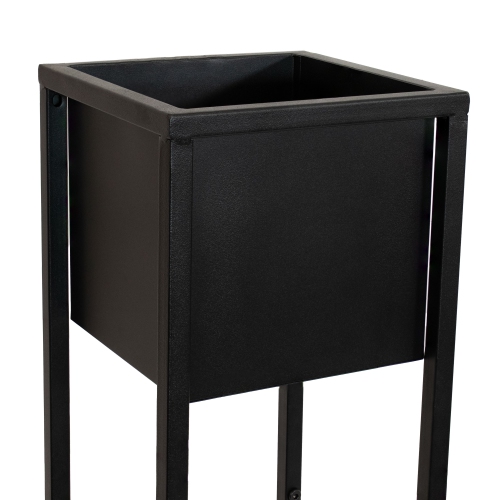 Sunnydaze Modern Simplicity Outdoor Elevated Planter - Black - 2-Pack