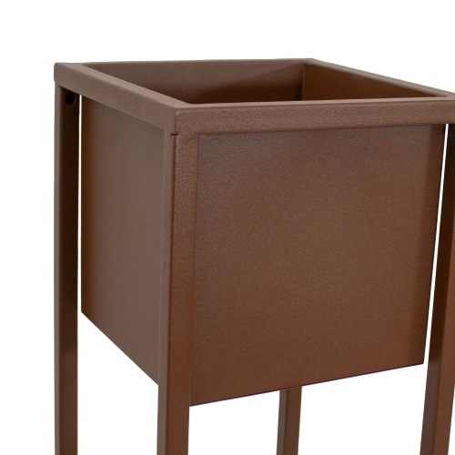 Sunnydaze Modern Simplicity 8.25" Square Planters - 19.75" H and 27" H - Brown