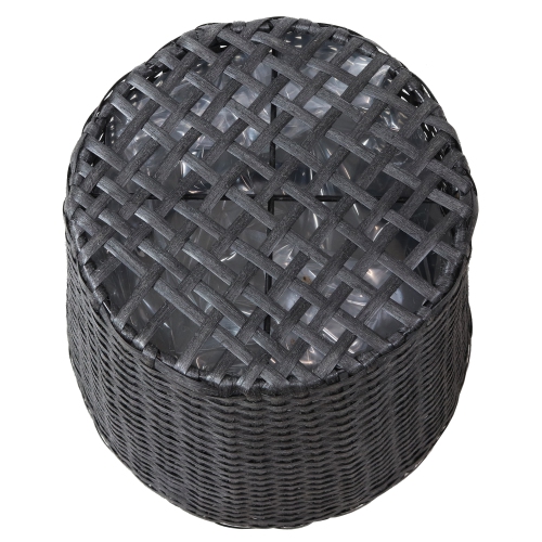 Sunnydaze Polyrattan Indoor Round Planter - Black - 14.5 in, 11.75 in