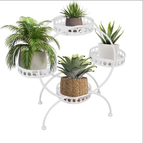 Sunnydaze White 4-Tier Ferris Wheel Indoor/Outdoor Plant Stand - 28 in