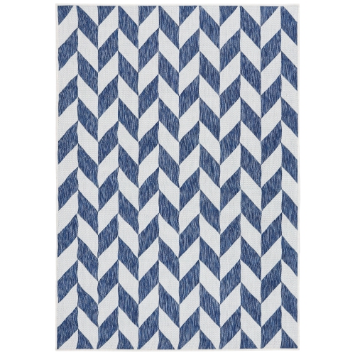 SUNNYDAZE DECOR  Sunnydaze Geometric Affinity Outdoor Area Rug - Steel - 5 Ft X 7 Ft In Blue