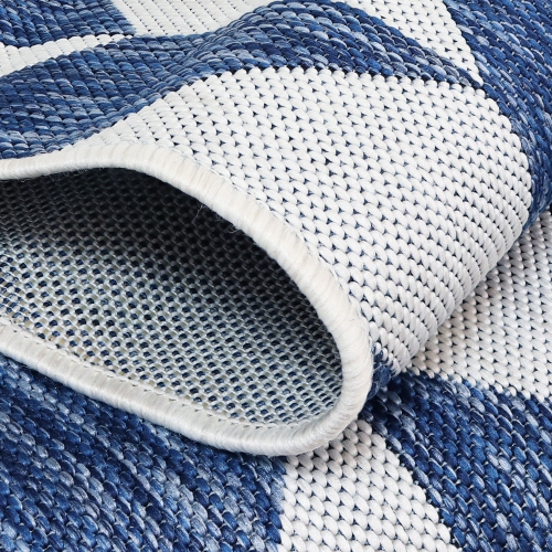 Sunnydaze Geometric Affinity Outdoor Area Rug - Steel Blue - 5 ft x 7 ft