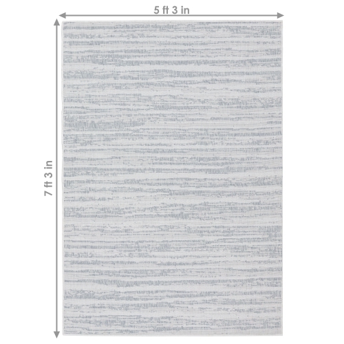 Sunnydaze Artistic Storms Outdoor Area Rug - Iced Silver - 5 ft x 7 ft