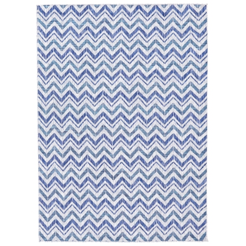 SUNNYDAZE DECOR  Sunnydaze Chevron Dreams Outdoor Area Rug - Blue/gray - 5 Ft X 7 Ft
