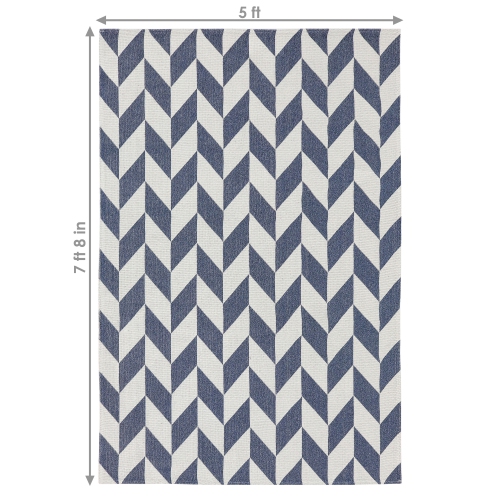 Sunnydaze Geometric Affinity Indoor Area Rug - Steel Blue - 5 ft x 7 ft