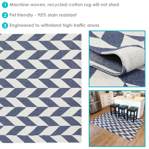 Sunnydaze Geometric Affinity Indoor Area Rug - Steel Blue - 5 ft x 7 ft