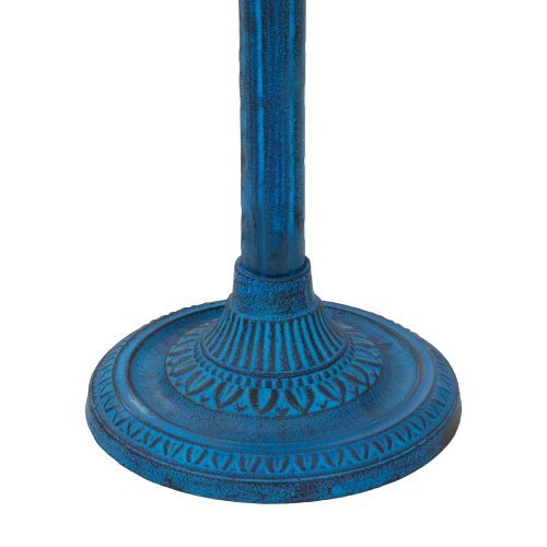 Sunnydaze Art Deco Sunburst Metal Bird Bath - Blue Patina - 14 in