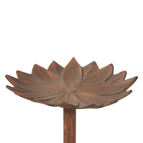 Sunnydaze Garden Lotus Metal Bird Bath - Copper Patina - 16.5 in