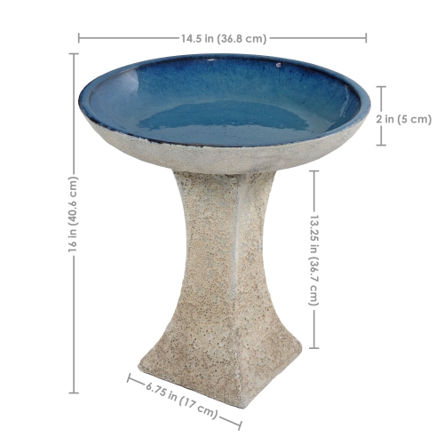 Sunnydaze Nantes Lava Finish Bird Bath - White Distressed Ceramic