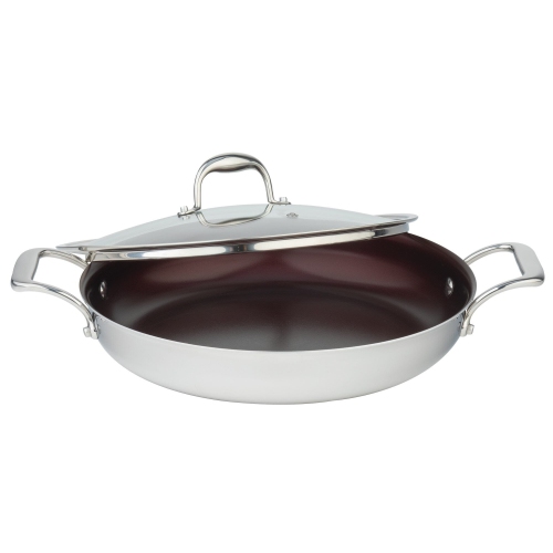 Image 1 of 5.. Meyer Supersteel Stainless Steel 28cm/11" Everyday Pan Non Stick Skillet with cover, Made in Canada