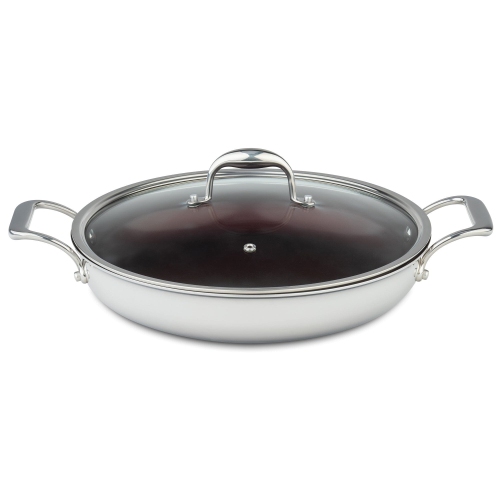 Meyer Supersteel Stainless Steel 28cm/11" Everyday Pan Non Stick Skillet with cover, Made in Canada