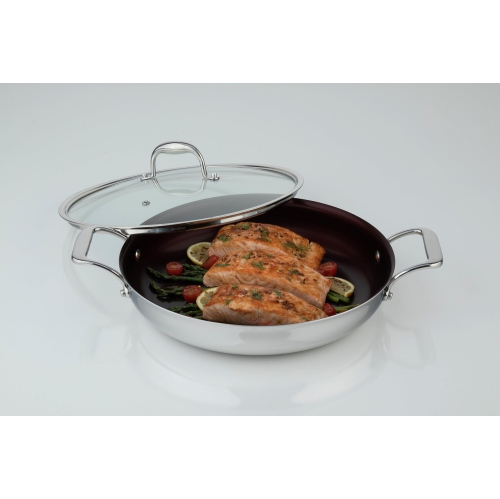 Meyer Supersteel Stainless Steel 28cm/11" Everyday Pan Non Stick Skillet with cover, Made in Canada