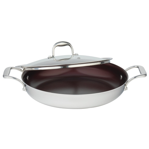 Meyer Supersteel Stainless Steel 32cm/12" Everyday Pan Non Stick Skillet with cover, Made in Canada