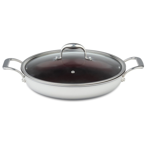 Meyer Supersteel Stainless Steel 32cm/12" Everyday Pan Non Stick Skillet with cover, Made in Canada