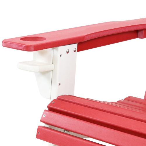 Sunnydaze HDPE Adirondack Chair with Drink Holder - Red/White