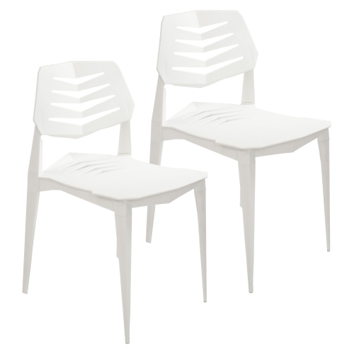 Sunnydaze Matisse Polypropylene Outdoor Dining Chair - White - Set of 2