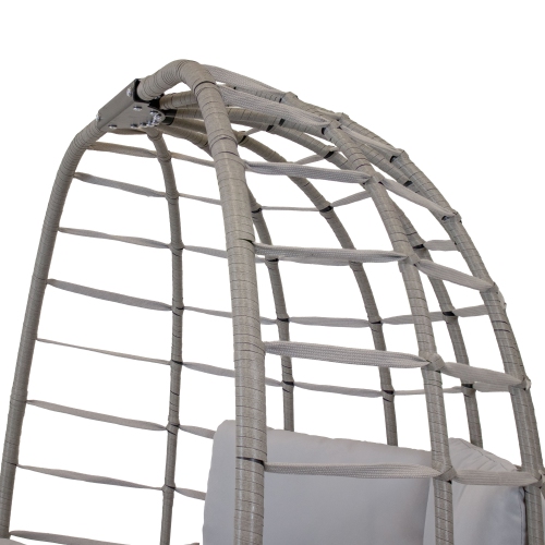 Chaise berçante double en rotin synthétique Sunnydaze avec coussins et coussins