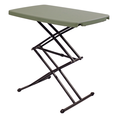 SUNNYDAZE DECOR  Sunnydaze Rectangular Plastic Top Adjustable Leg Patio Table - In Gray