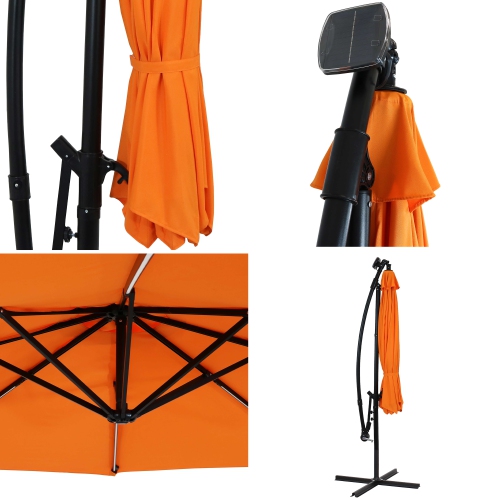 Sunnydaze 9.5 ft Solar Cantilever Offset Patio Umbrella - Tangerine